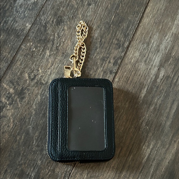 Coach Black Card Holder with Gold Chain - Picture 2 of 4